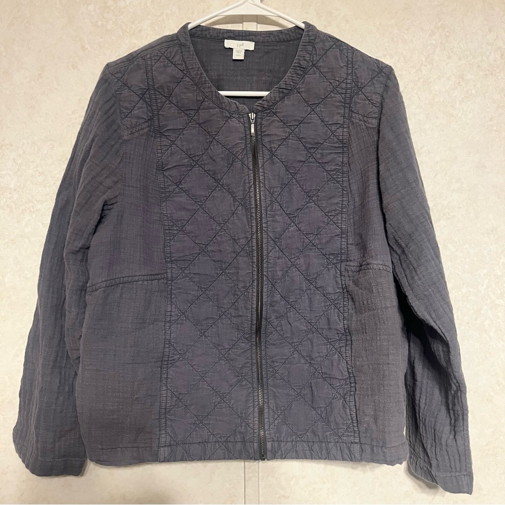 J. Jill Dark Gray Quilted Bomber Jacket‎ L